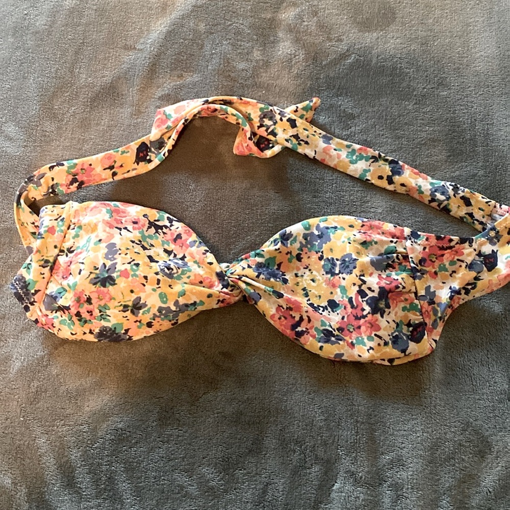 Aerie floral strapless swimsuit top